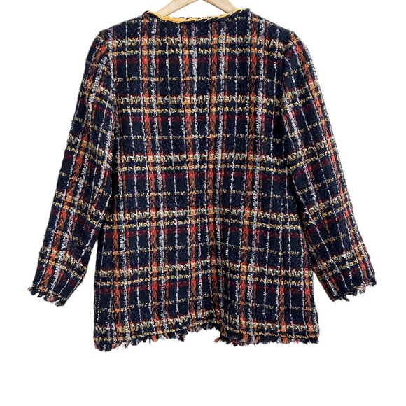 Chico’s Tweed Playful Plaid Mid Length Open Front Blazer Jacket NWT (4P) - Picture 7 of 16